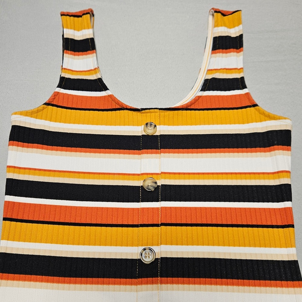 No Boundaries Striped Midi Dress Juniors Small 3-5 Multicolor Ribbed Knit Button